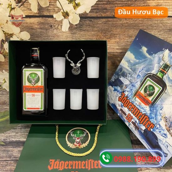 Rượu jagermeistes hộp quà đầu hươu bạc