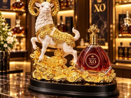 Kệ hình con dê kèm rượu XO